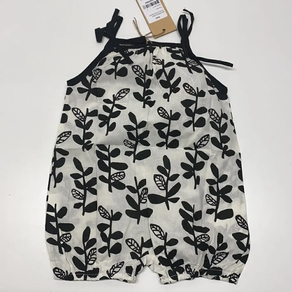 Pastel Tie shoulder Romper tank black/withe girls kids New 100% cotton